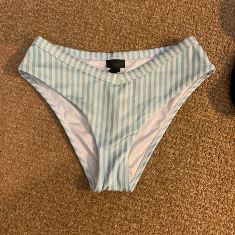 LA Hearts White and blue striped bikini bottoms
